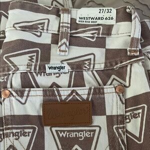 Wrangler Flare Jeans in Brown and White